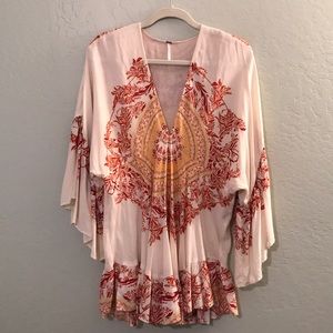 Free People Deep V Boho Blouse, szS